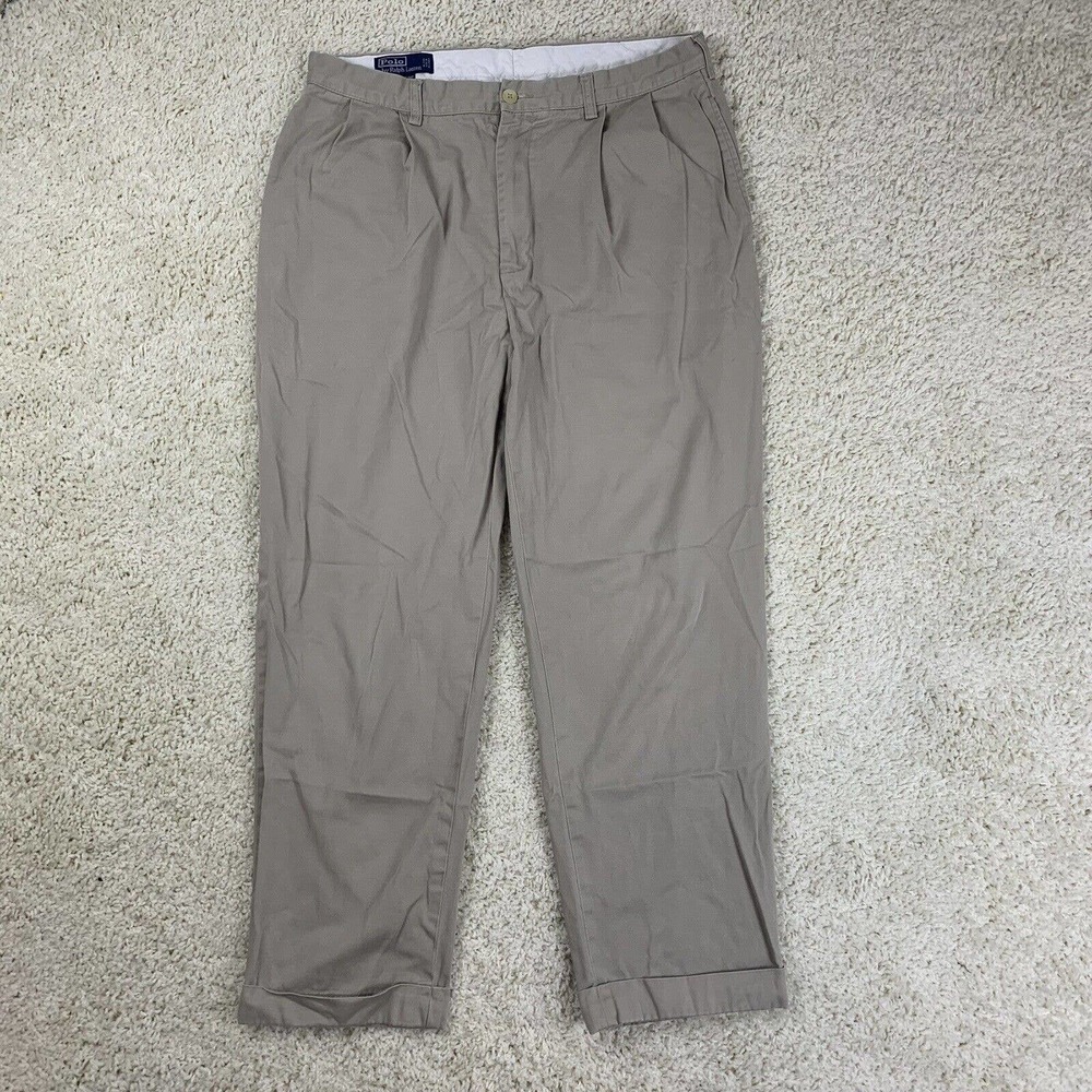 Polo Ralph Lauren Pleated Beige Andrew Dress Pants Mens Size 36x30